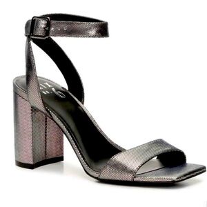 Mix No. 6 Leil Pewter Metal Camo Block Heel Sandal Size 9.5